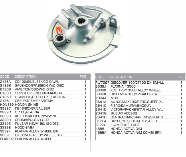 brake shoe plate front