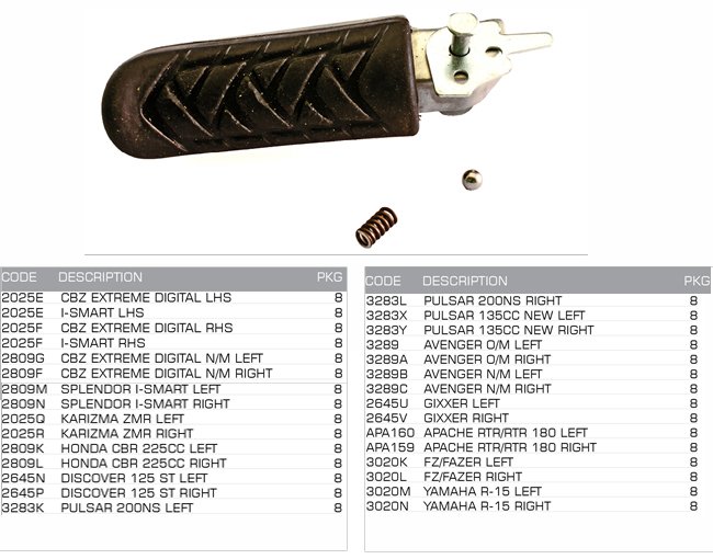 foot rest assy front(aluminium)