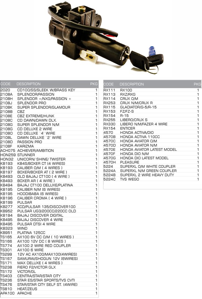 ignition switch with brass key