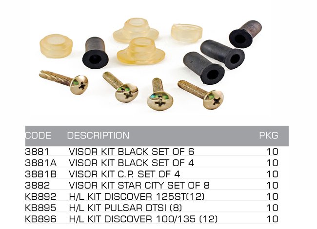 kit headlight visor glass screw