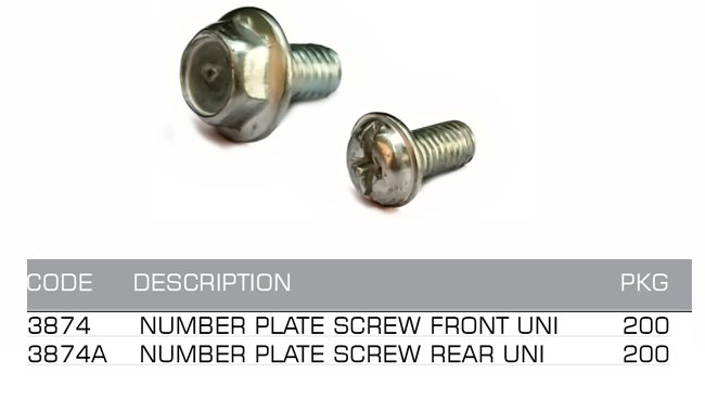 number plate screws universal